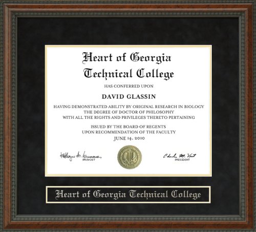 Heart of Georgia Technical College (HGTC) Diploma Frame - Burl - 11 x 14 horizontal (landscape)