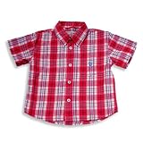 Cool Island - Toddler Boys and Boys Short Sleeve Plaid Button Down Shirt, Red, Multi