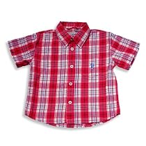 Cool Island - Toddler Boys and Boys Short Sleeve Plaid Button Down Shirt, Red, Multi (Size 7)