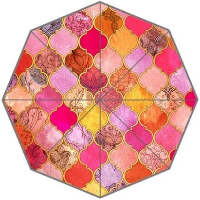 Cobalt Blue£¬ Aqua£¬ Gold Decorative Moroccan Tile Pattern Auto Foldable Umbrella