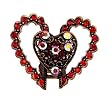 Hair Clip - H34 - Double Heart set with Swarovski (tm) Crystal Stones ~ Siam Red