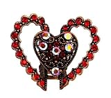 Hair Clip - H34 - Double Heart set with Swarovski (tm) Crystal Stones ~ Siam Red