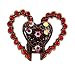 Hair Clip - H34 - Double Heart set with Swarovski (tm) Crystal Stones ~ Siam Red