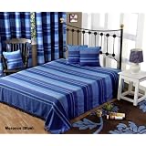 Morocco 100% Cotton Striped Throw Blue