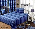 Morocco 100% Cotton Striped Throw Blue, 90 x 100 Inches