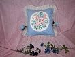 Blue & White Floral with a Lace Ruffle 16" Throw Pillow