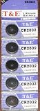 5-pack T&E CR2032 3V Lithium Button-cell Batteries, for Calculators, Watches, Remote Controls, Handheld Games and Other Electronics