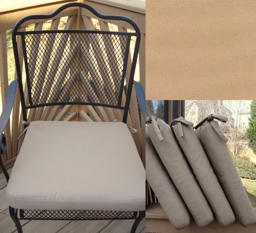 Set of 4 Outdoor Chair Seat Cushion - Sunbrella Fabric (Camel #5468)
