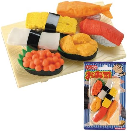 Japanese Eraser : Sushi Set (6pcs + 1 Plate)