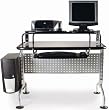 Computer Desk With Black Glass By Leda Home Furnishing