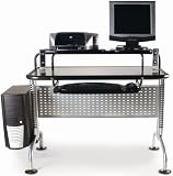 Computer Desk With Black Glass By Leda Home Furnishing