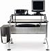 Computer Desk With Black Glass By Leda Home Furnishing
