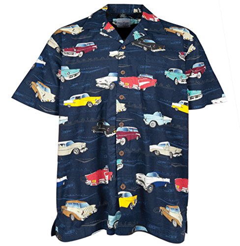 Chevrolet Bel Air Tri Five 1955 1956 1957 Camp Hawaiian Shirt, Navy
