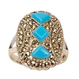 Sterling Silver Turquoise Gemstone Ring Jewelry US Size 9 1/2
