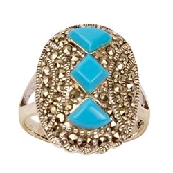 Sterling Silver Turquoise Gemstone Ring Jewelry US Size 9 1/2