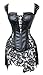 LovelyFish Women's Sexy Faux Leather Shoulder Strap Corset with Lace Skirt