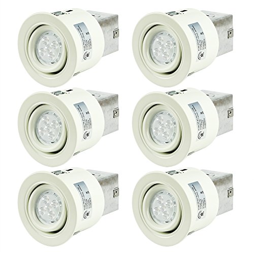 SGL 3-Inch LED Recessed Swivel Lighting Kit with GU10 Dimmable 6W LED Bulbs, 2700K Warm White (Pack of 6)