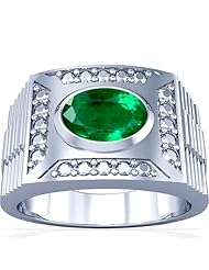 14K White Gold Oval Cut Emerald Solitaire Ring