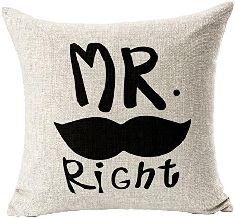 Hflove Mr.mrs Lip Beard Boyfriend Couples Cotton Pillow (pattern 3)