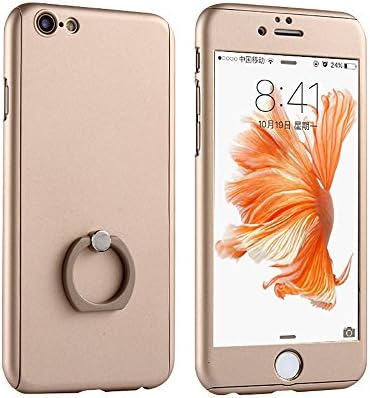 iPhone 6 Plus Case, Bundle with Screen Protector, Znplus Ultra Thin Hard Protective Luxury Case Cover for iPhone 6 Plus/iPhone 6S Plus (5.5 Inch )with 360 Degree Rotating Ring Kickstand(Gold)