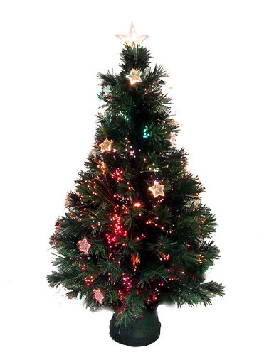 3' Pre-Lit Color Changing Lighted Fiber Optic Artificial Christmas Tree w/ Stars