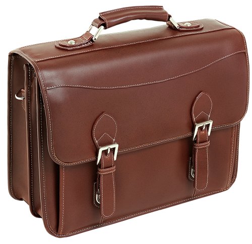 Siamod 25064 Belvedere Oil Pull-Up Leather Double Compartment Laptop Case (Cognac) On Sale