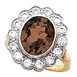 14K Two-Tone Gold Smoky Quartz and Diamond Ring