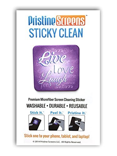 Pristine Sticky Clean - Microfiber Screen Cleaner Sticker for iPhones, smartphones, tablets and cameras! (Live Love Laugh) ON SALE NOW!!