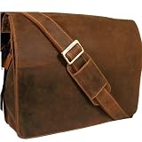 Visconti unisex dark tan hunter leather messenger man bag Style 18548