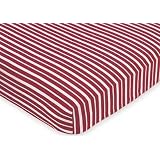 Vintage Aviator Fitted Crib Sheet for Baby and Toddler Bedding Sets by JoJo - Red Stripe Print