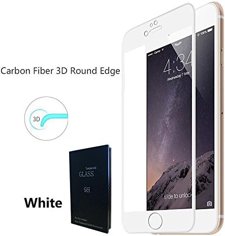 Cooling IPhone 6/6s Plus 3D Screen Protector Edge to Edge, Gorilla Premium 3D Ultra Thin 0.2mm Curved Round Edges Full Screen Cover Tempered Glass Protector for iPhone 6 Plus (White)