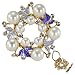 Leaves Wreath Venetian Pearl Brooch Pin - Blue