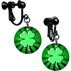 Lucky Four Leaf Clover Clip on Earrings