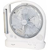 TEKNOS 2電源対応【内蔵充電池/AC電源】多機能扇風機 25cm BKL-R30 【首振り・強弱切替・20灯LEDライト・AM/FMラジオ搭載】