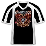 Flaming Eagle Firefighter Jersey Style T-shirt, USA Firefighter Mens V-Neck Tee