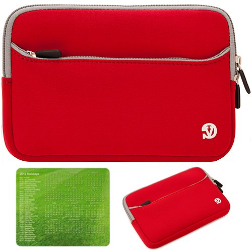 Dual Pocket Neoprene Sleeve Case for 13 inch Apple MacBook Pro MC700LL/A MC724LL/A MC516LL/A Laptop Computers (Red)
