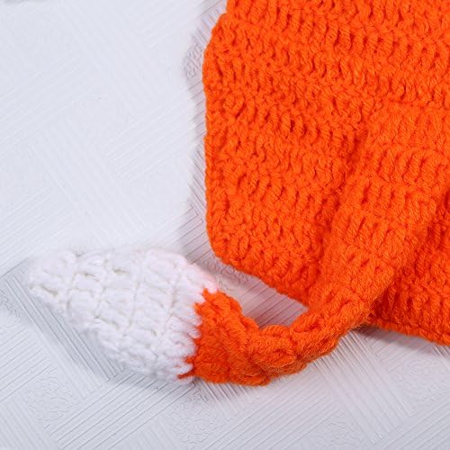 Hongdhcas Newborn Handmade Infant Hat Baby Girl Boy Crochet Beanie Knitting Cartoon Naughty Cute Orange Fox Props Photography Costume Set