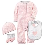 カーターズ Carter's ご出産祝いに ロンパース カバーオール ボディスーツ パンツ 足つき 帽子 靴下 豪華4点 ギフトセット 春夏秋冬 4-Piece Take-Me-Home Set 3M