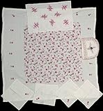 Six Piece White Kashmiri Tea Table Set with Floral Embroidery - Pure Cotton ....