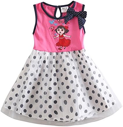 Girl Summer Evening Party Dress Polka Dot Style With Bow Sleeveless 5/6Y