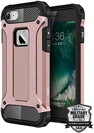 iPhone 6S Case,iPhone 6 Case,ANKOO [MILITARY GRADE] Heavy Duty Dual Layer Tough Defender Shield Case Hybrid Armor Shock Absorbing Protection Cover for Apple iPhone 6 / iPhone 6S (4.7) - Rose Gold