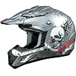 AFX Skull Adult FX-17 Dirt Bike Motorcycle Helmet w/ Free B&F Heart Sticker Bundle - Silver