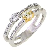14K Two Tone Double Yellow and White Diamond Band, 0.46 CTW