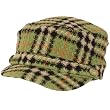 Wool Woven Plaid Cadet Military GI Cap Hat Lime Green