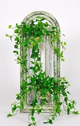 Distressed Green/White Window Planter with Artificial Mini Philo