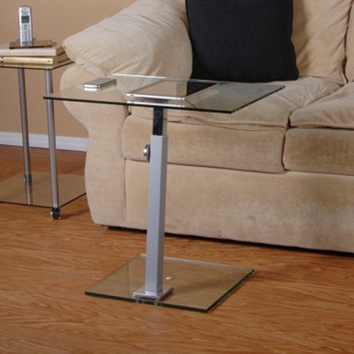 RTA Home and Office T1D-117 NEW Tier One Designs Clear Glass and Aluminum Laptop Stand / End Table On Sale