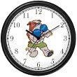 Bulldog Boxing or Fighting Cartoon Dog Wall Clock by WatchBuddy Timepieces (Black Frame)
