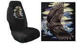 Car Truck SUV Flying Eagle Print Seat Covers 2 Black Universal Vehicle Bucket Seatcovers