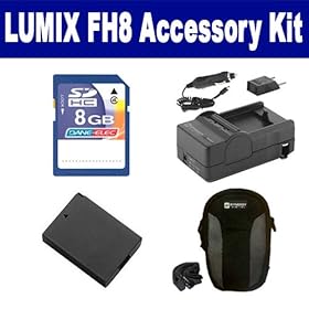 Panasonic LUMIX FH8 Digital Camera Accessory Kit includes: ACD341 Battery, PT71 Charger, SDC-21 Case, KSD48GB Memory Card
