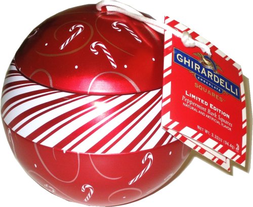 Childrens Toyshop  Gourmet Food : Ghirardelli Hanging Ornament Ball Peppermint Bark Squares